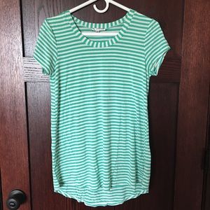 DownEast Anytime Tee Green White Striped XS